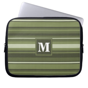 Housse Pour Ordinateur Portable Monogram olive green stripes