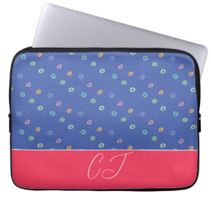 Housse Pour Ordinateur Portable Monogramme 2 Initiales Motif bleu tendance