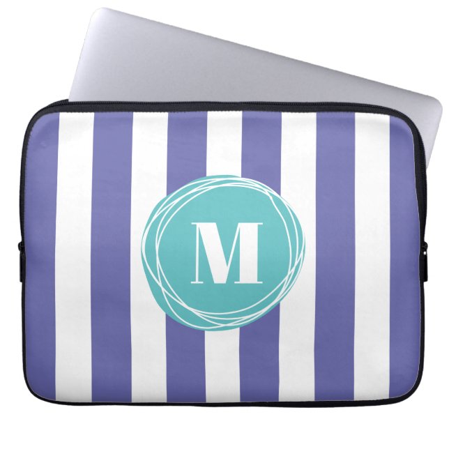 Housse Pour Ordinateur Portable Monogramme à rayures tendance (Devant)