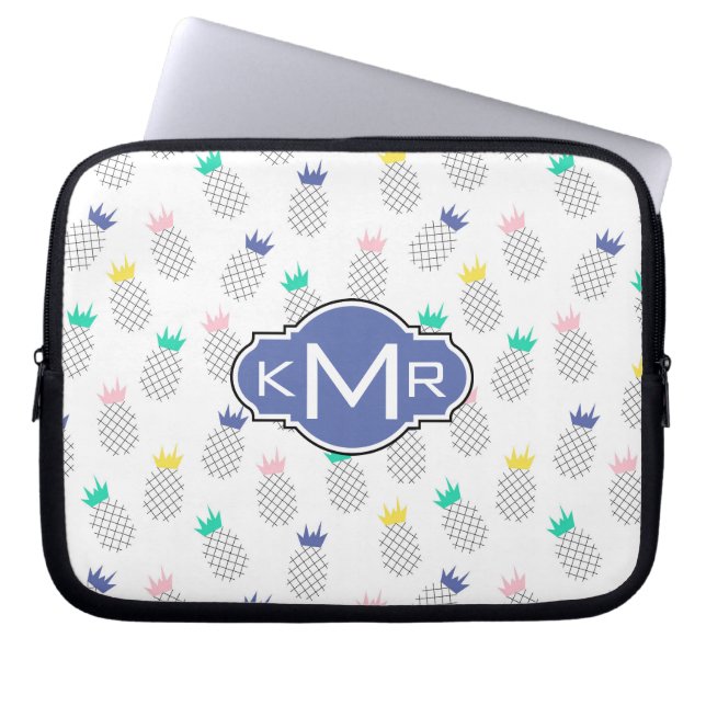 Housse Pour Ordinateur Portable Monogramme abstrait des ananas | (Devant)