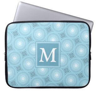 Housse Pour Ordinateur Portable Monogramme ange bleu cercles motif