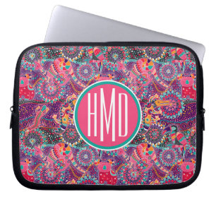 Housse Pour Ordinateur Portable Monogramme animal du motif   de style ethnique