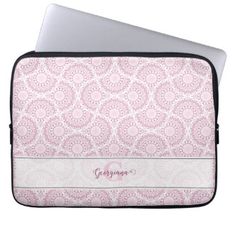 Housse Pour Ordinateur Portable Monogramme Art Déco Confetti Lace Mandala