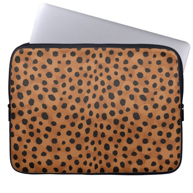 Housse Pour Ordinateur Portable Monogramme brun chic d'impression de guépard (Devant)