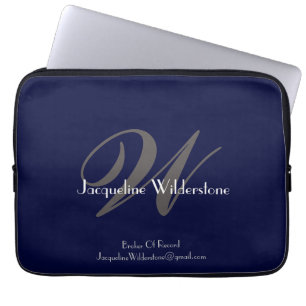 Housse Pour Ordinateur Portable Monogramme Classique Moderne Et Nom Chic Professio