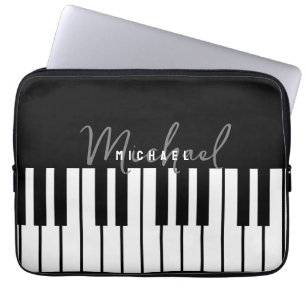 Housse Pour Ordinateur Portable Monogramme de clavier moderne chic noir et blanc p