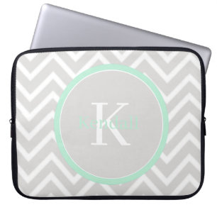 Housse Pour Ordinateur Portable Monogramme de fromage vert à la menthe