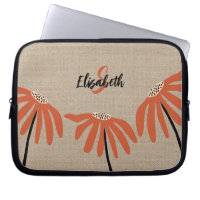 Monogramme de nom floral rustique orange noir bron