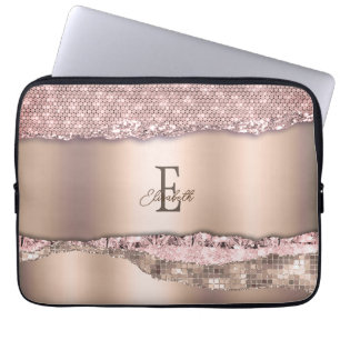 Housse Pour Ordinateur Portable Monogramme de Parties scintillant Gold Diamonds Ro