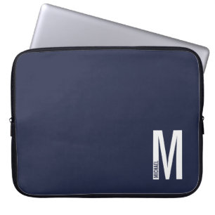 Housse Pour Ordinateur Portable Monogramme et nom personnalisés gras modernes