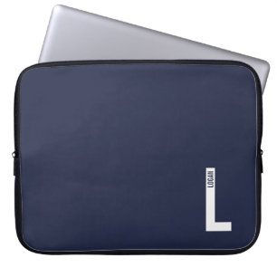 Housse Pour Ordinateur Portable Monogramme et nom personnalisés gras modernes