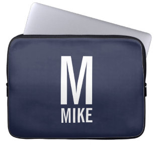 Housse Pour Ordinateur Portable Monogramme et nom personnalisés modernes