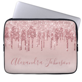 Housse Pour Ordinateur Portable Monogramme étincelant rose or