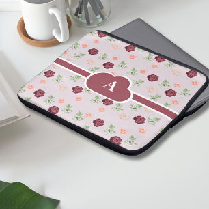 Housse Pour Ordinateur Portable Monogramme floral