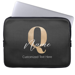 Housse Pour Ordinateur Portable Monogramme moderne Q & Nom initial Personnalisé