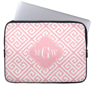Housse Pour Ordinateur Portable Monogramme nommé rose principal grec de Med Diag