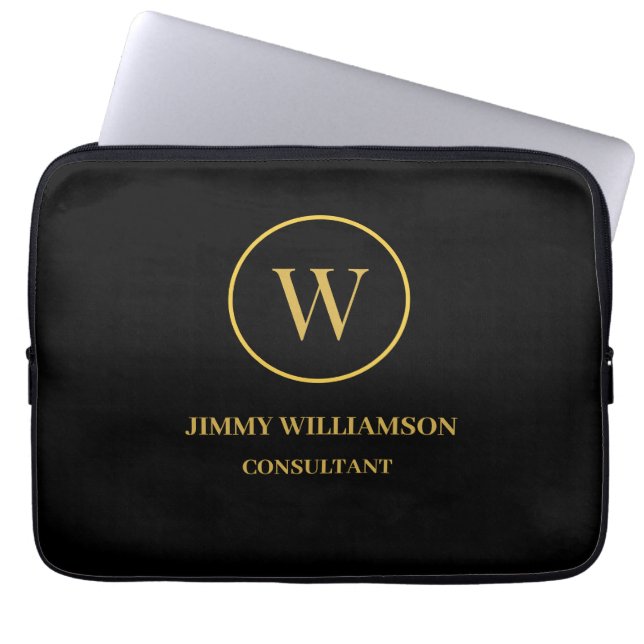 Housse Pour Ordinateur Portable Monogramme Or Black Business (Devant)