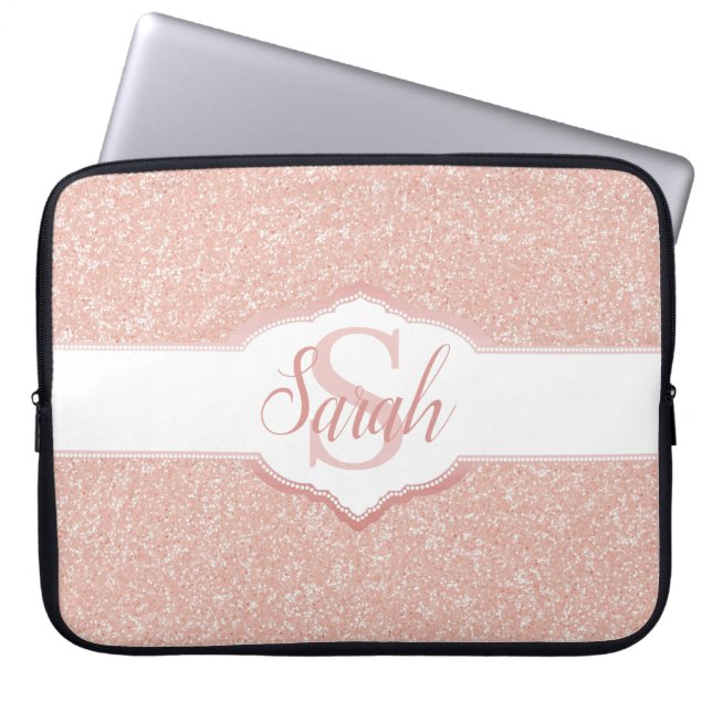 Housse Pour Ordinateur Portable Monogramme Parties scintillant rose (Devant)