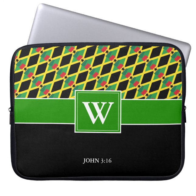 Housse Pour Ordinateur Portable Monogramme personnalisé JAMAICA GHANA (Devant)