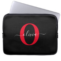 Monogramme personnalisé Nom du script Noir Blanc R