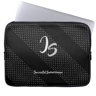 Housse Pour Ordinateur Portable Monogramme personnel d'argent "Entreprise ayant r