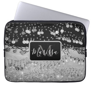 Housse Pour Ordinateur Portable Monogramme Pièce noire et tzigane argentée