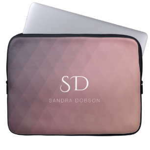 Housse Pour Ordinateur Portable Monogramme rose et nom simple Portable