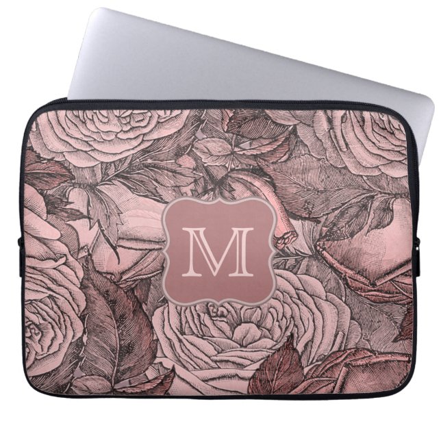 Housse Pour Ordinateur Portable Monogramme rose pâle Rose (Devant)