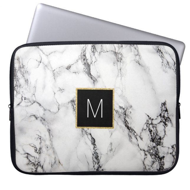 Housse Pour Ordinateur Portable monogramme sur le marbre (Devant)