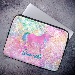 Housse Pour Ordinateur Portable Monographie de la Parties scintillant unicorne ros