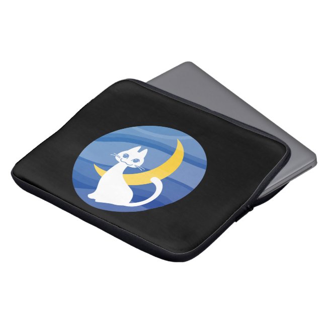 Housse Pour Ordinateur Portable Moonlight white cat  (Devant haut)