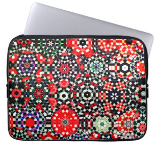 Housse Pour Ordinateur Portable Mosaïque de kaléidoscope hexagone d'échecs, rouge 