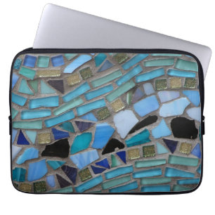 Housse Pour Ordinateur Portable Mosaïque de verre bleu de la mer