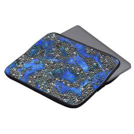 Housse Pour Ordinateur Portable Mosaïque hexagonale ou écailles bleu et gris à noi