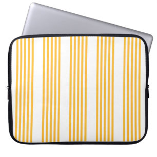 Housse Pour Ordinateur Portable Motif à cinq bandes jaune et blanc ensoleillé