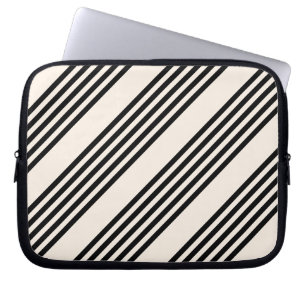 Housse Pour Ordinateur Portable Motif à cinq bandes noir et beige