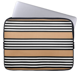 Housse Pour Ordinateur Portable Motif à cinq bandes noir et blanc avec bronzage