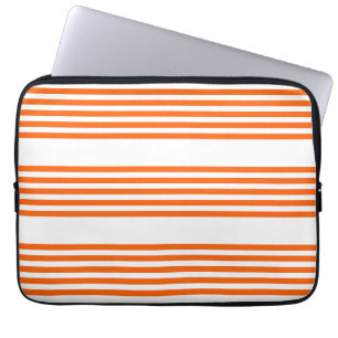 Housse Pour Ordinateur Portable Motif à cinq bandes orange et blanc