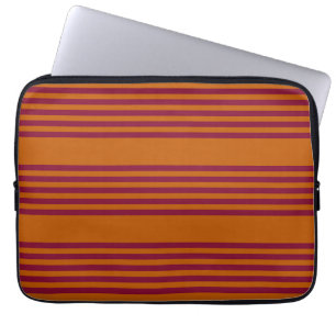 Housse Pour Ordinateur Portable Motif à cinq bandes rouge Bourgogne et orange brûl