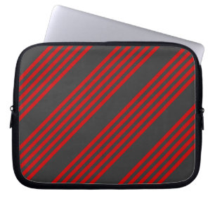 Housse Pour Ordinateur Portable Motif à cinq bandes rouge et charbon de bois