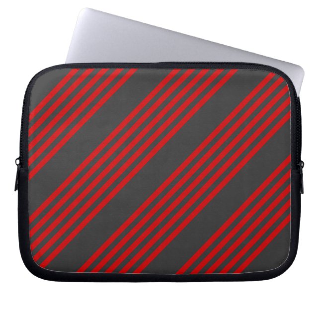 Housse Pour Ordinateur Portable Motif à cinq bandes rouge et charbon de bois (Devant)