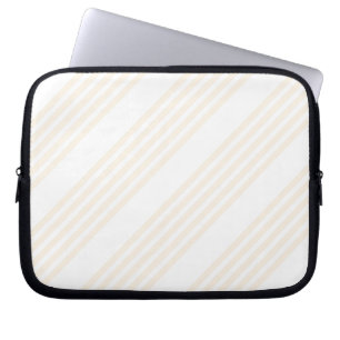 Housse Pour Ordinateur Portable Motif à cinq rayures beige et blanc