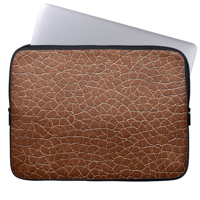 Housse Pour Ordinateur Portable Motif à effet de cuir marron (Devant)