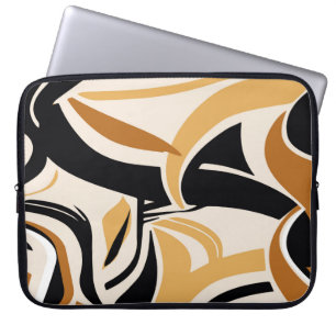 Housse Pour Ordinateur Portable Motif à vague abstraite colorée sur beige. VINTAGE