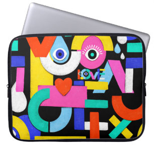 Housse Pour Ordinateur Portable Motif abstrait coloré avec l'amour du mot à l'inté