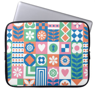 Housse Pour Ordinateur Portable Motif Abstrait fleuri sans couture. scandinave et