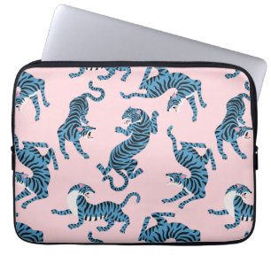 Housse Pour Ordinateur Portable Motif asiatique de tigre bleu