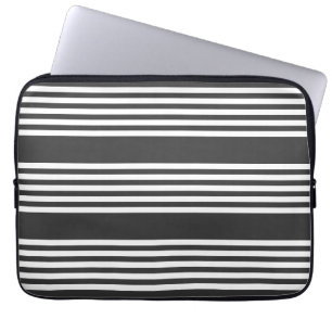 Housse Pour Ordinateur Portable Motif blanc et charbon de bois à cinq bandes