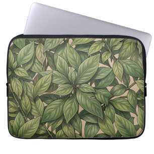 Housse Pour Ordinateur Portable Motif botanique vert feuille sans couture vintage