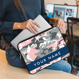 Housse Pour Ordinateur Portable Motif camouflage rose et gris Personnalisez votre